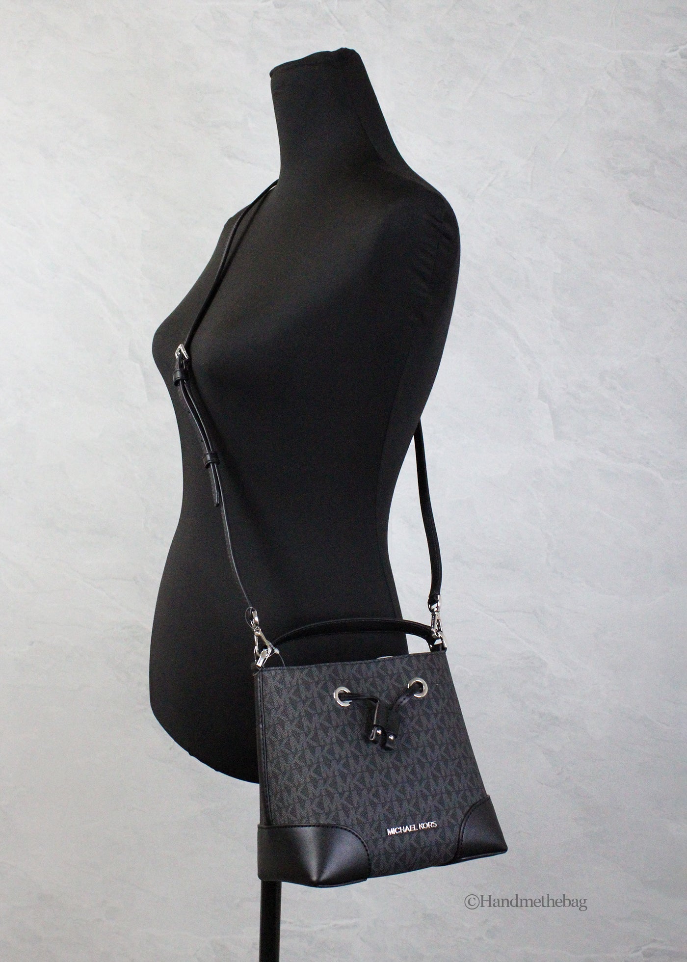 Michael Kors Mercer Small Black PVC Bucket Crossbody Bag