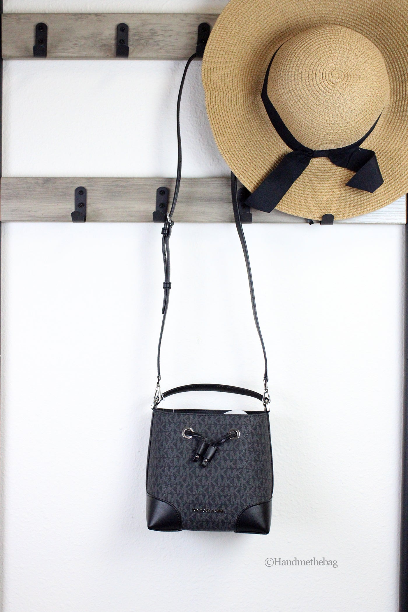 Michael Kors Mercer Small Black PVC Bucket Crossbody Bag